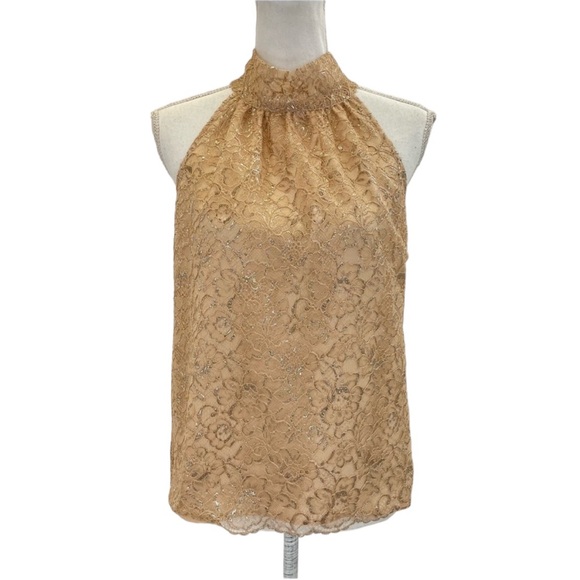 NWT J. Crew Metallic Tie Neck Top XS Nude - Picture 3 of 16